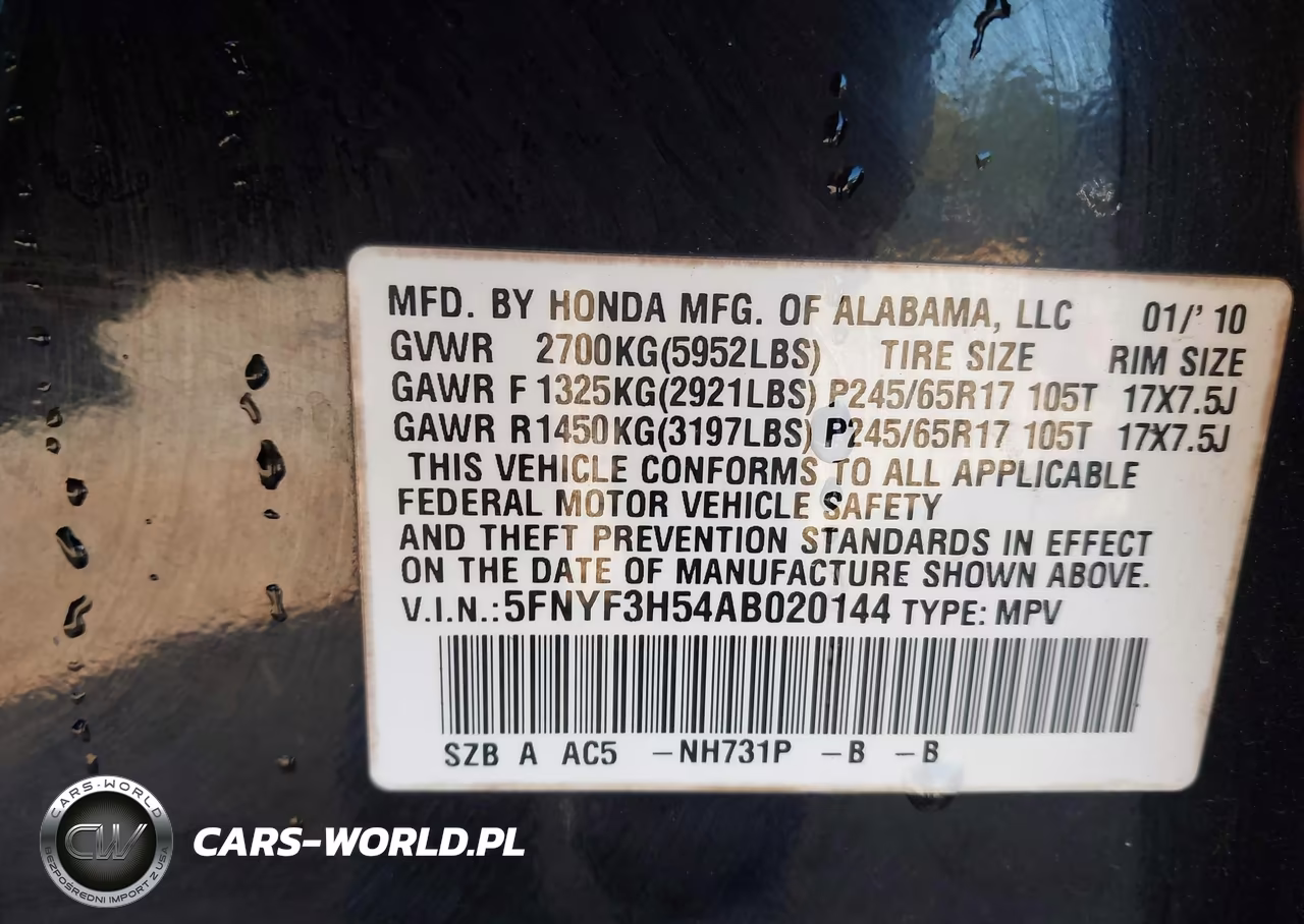 2010 Honda Pilot Ex-L VIN:5FNYF3H54AB020144 - 9
