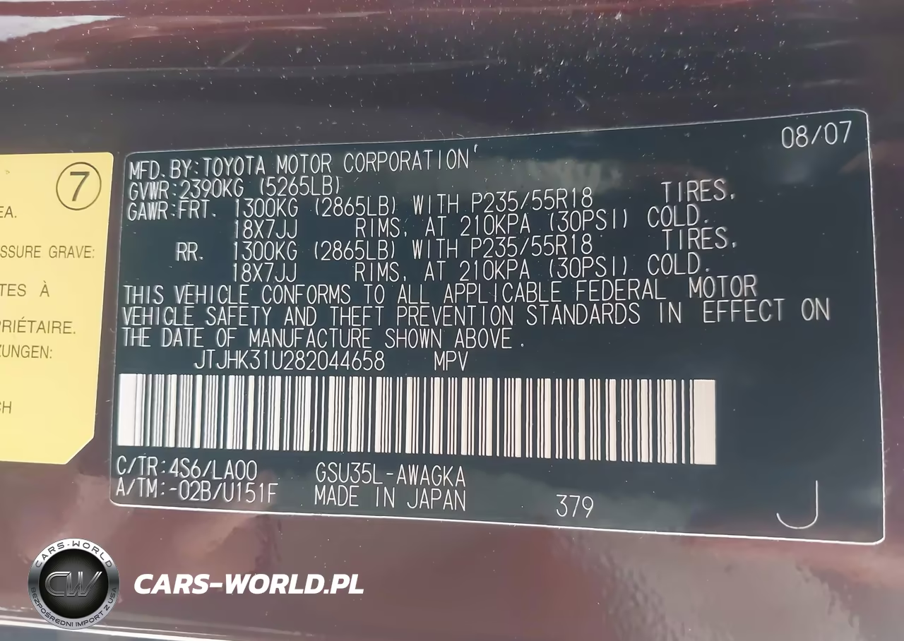 2008 Lexus Rx 350 VIN:JTJHK31U282044658 - 9