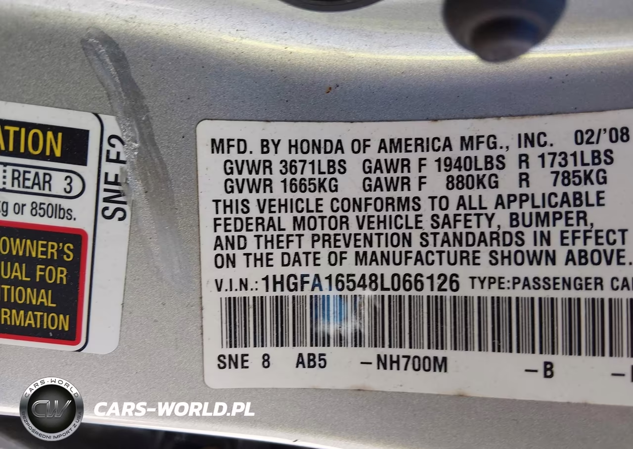 2008 Honda Civic Lx VIN:1HGFA16548L066126 - 9
