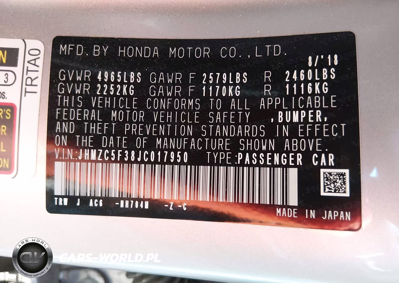 2018 Honda Clarity Plug-In Hybrid Touring VIN:JHMZC5F38JC017950 - 9