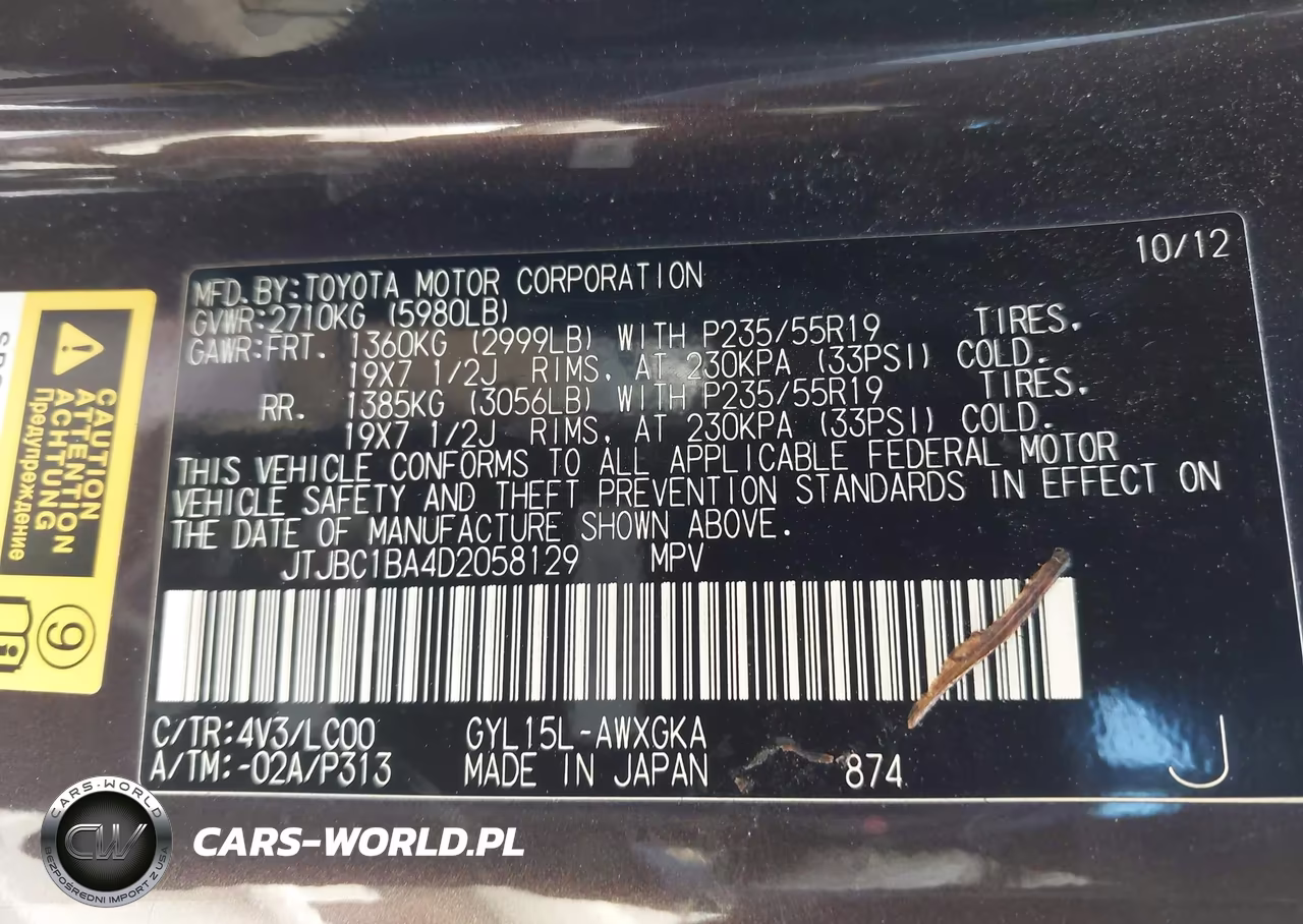 2013 Lexus Rx 450H VIN:JTJBC1BA4D2058129 - 9