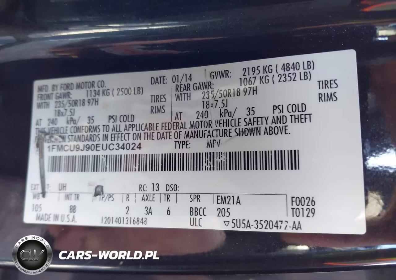 2014 Ford Escape Titanium VIN:1FMCU9J90EUC34024 - 9