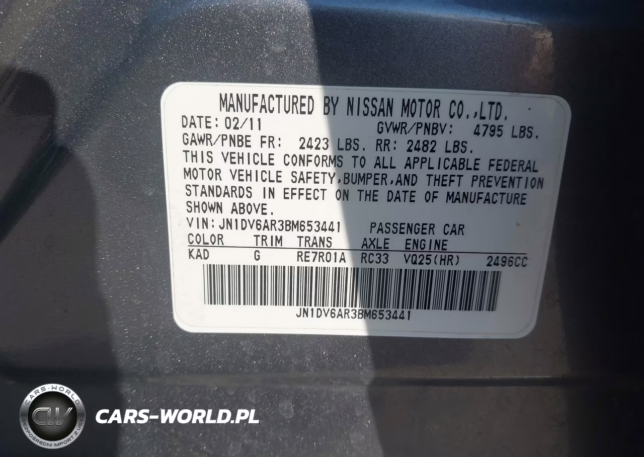 2011 Infiniti G25X VIN:JN1DV6AR3BM653441 - 9