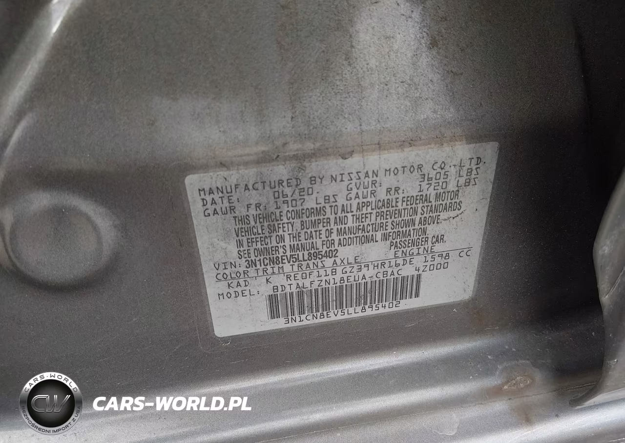 2020 Nissan Versa Sv Xtronic Cvt VIN:3N1CN8EV5LL895402 - 9