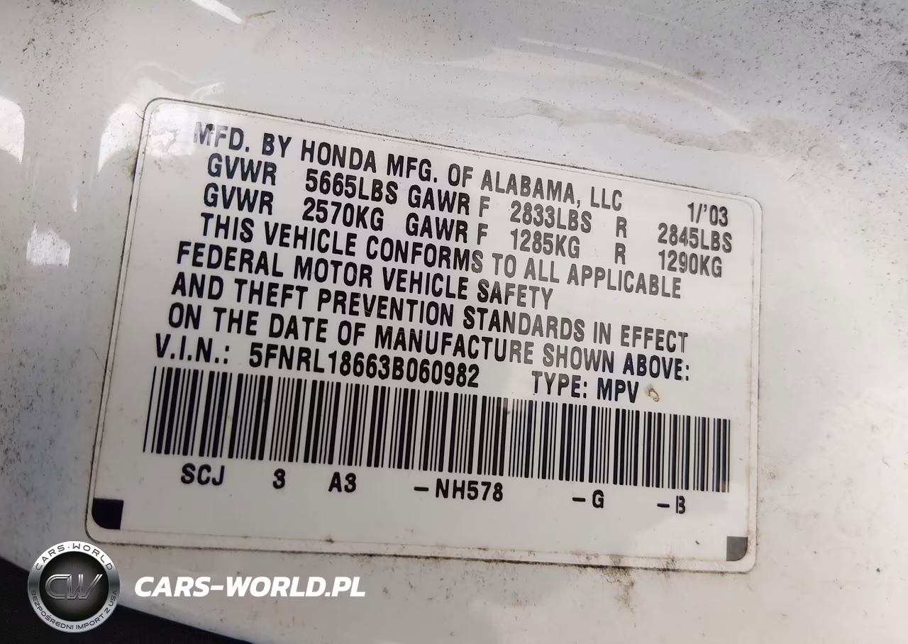 2003 Honda Odyssey Ex VIN:5FNRL18663B060982 - 9