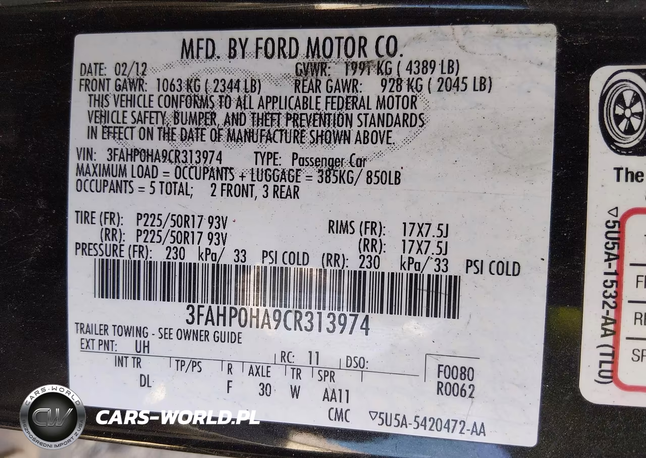 2012 Ford Fusion Se VIN:3FAHP0HA9CR313974 - 9
