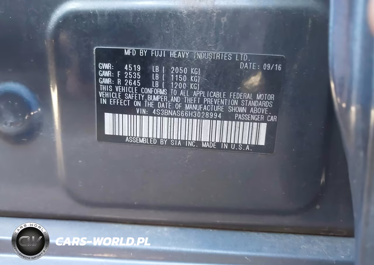 2017 Subaru Legacy 2.5I Sport VIN:4S3BNAS66H3028994 - 9