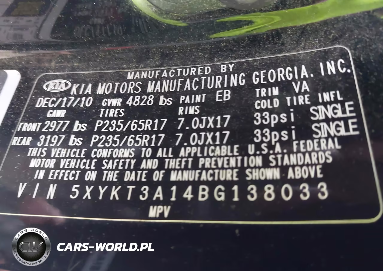 2011 Kia Sorento Lx VIN:5XYKT3A14BG138033 - 9