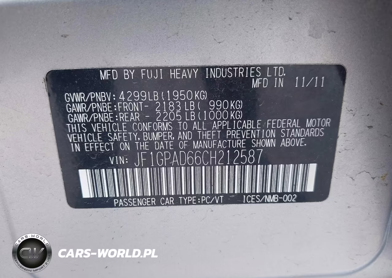 2012 Subaru Impreza 2.0I Premium VIN:JF1GPAD66CH212587 - 9