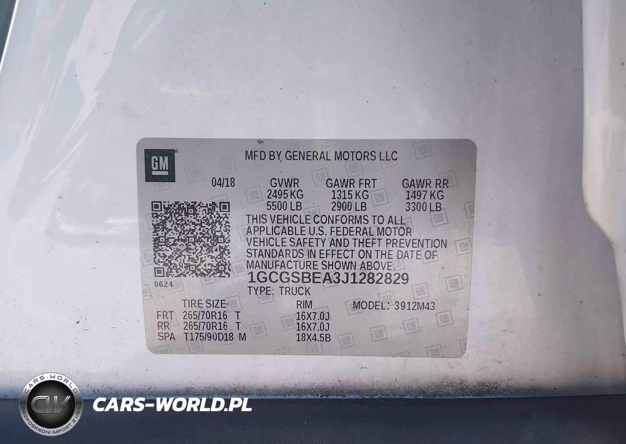 2018 Chevrolet Colorado Wt VIN:1GCGSBEA3J1282829 - 9