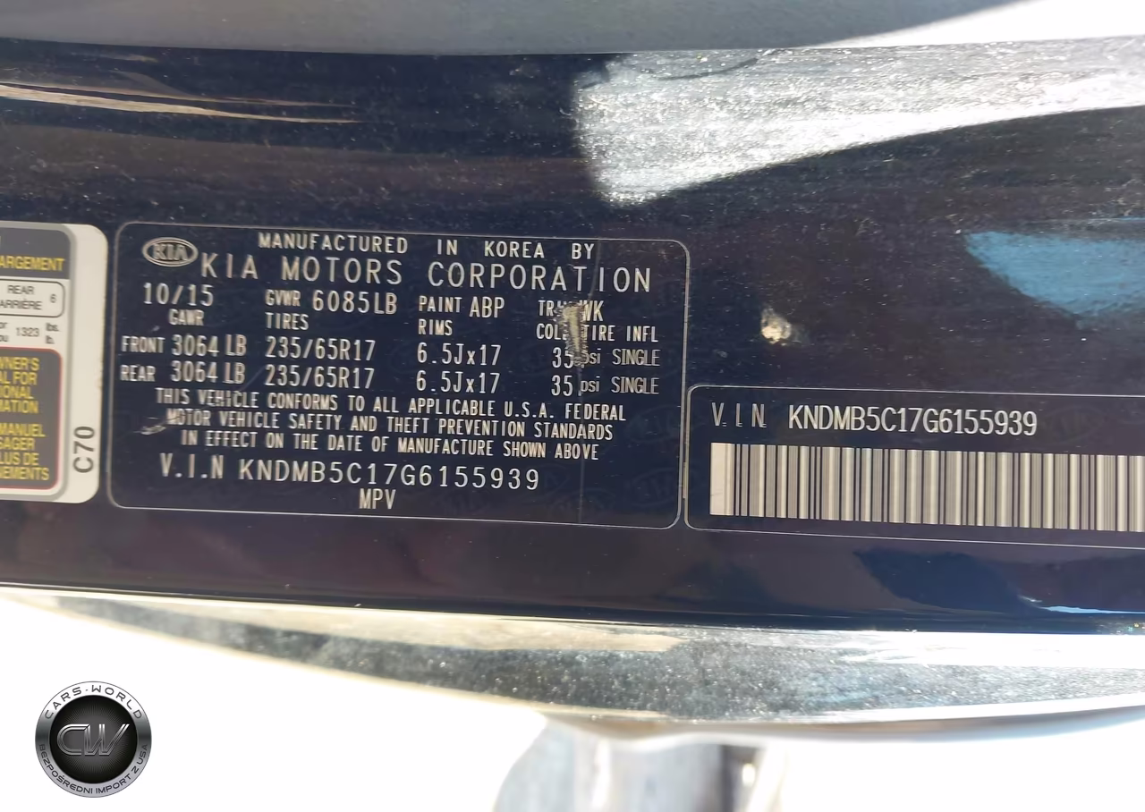2016 Kia Sedona Lx VIN:KNDMB5C17G6155939 - 9