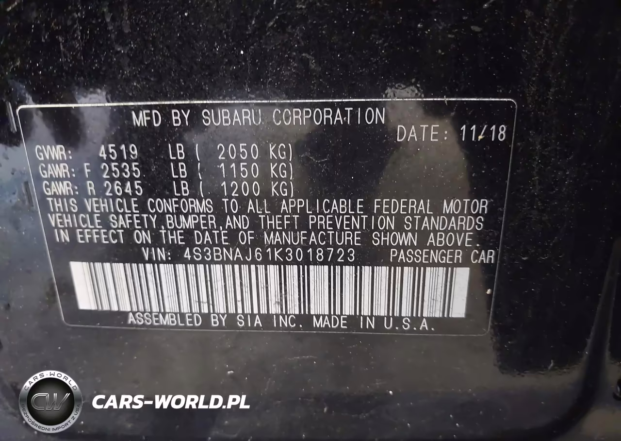 2019 Subaru Legacy 2.5I Limited VIN:4S3BNAJ61K3018723 - 9