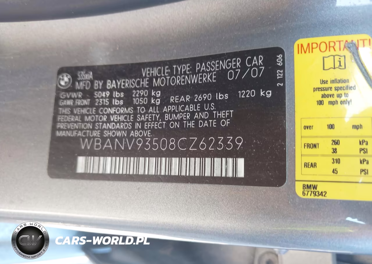 2008 BMW 535Xi VIN:WBANV93508CZ62339 - 9