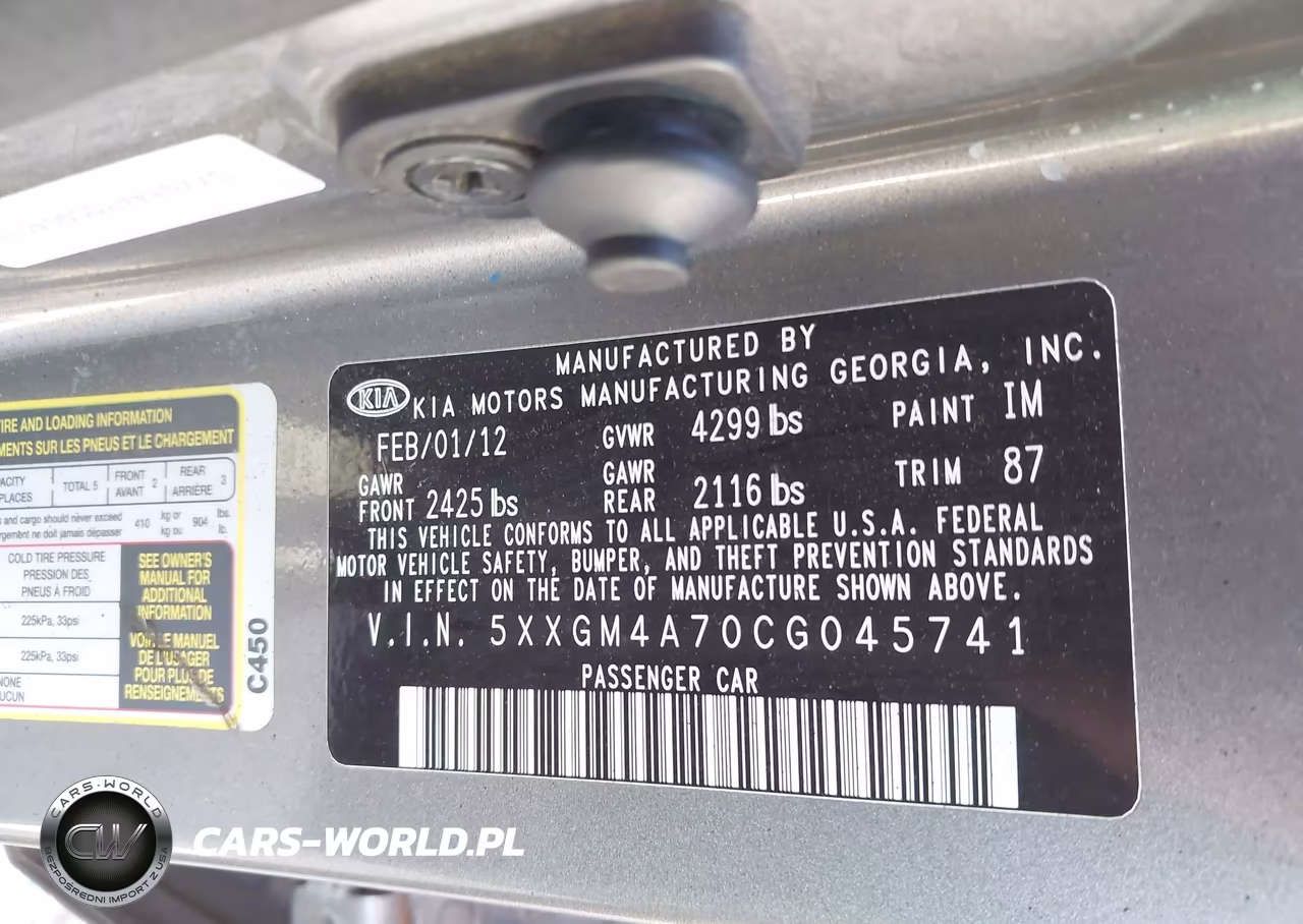 2012 Kia Optima Lx VIN:5XXGM4A70CG045741 - 9