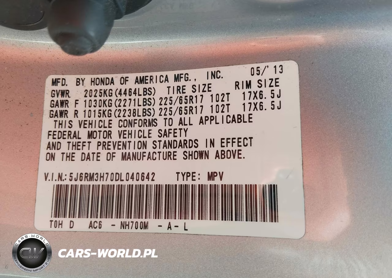2013 Honda Cr-V Ex-L VIN:5J6RM3H70DL040642 - 9