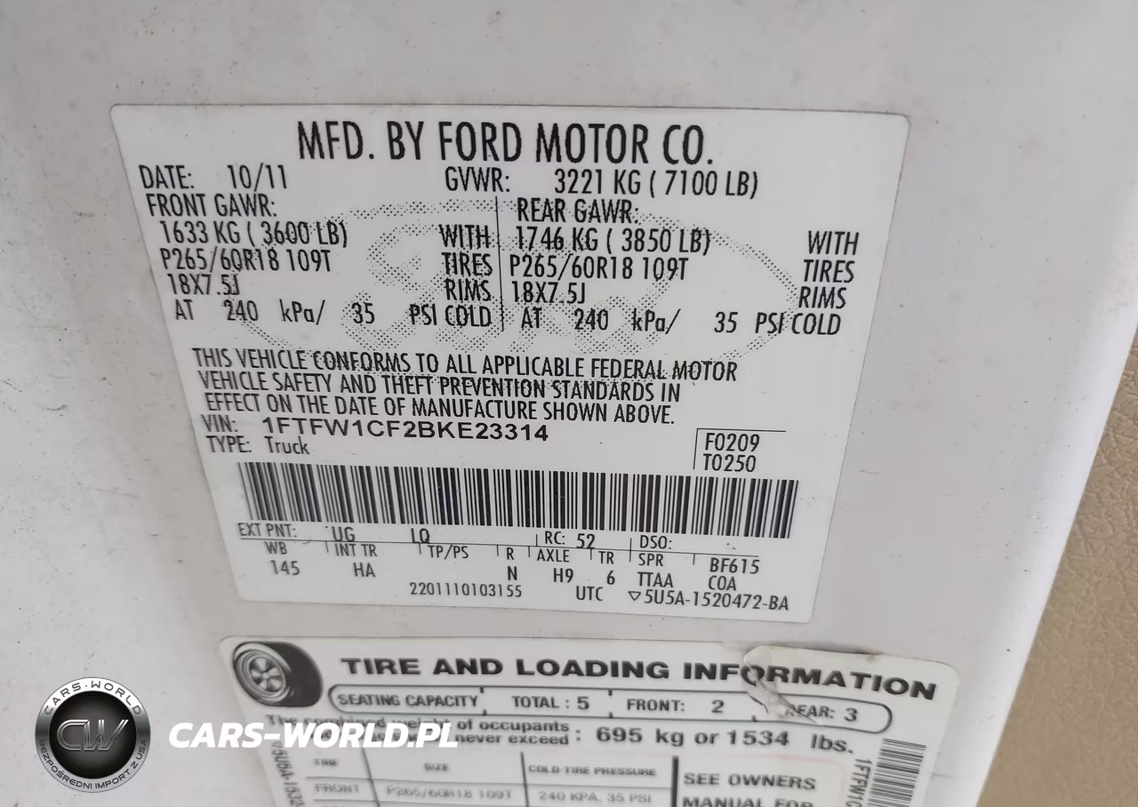 2011 Ford F-150 Lariat VIN:1FTFW1CF2BKE23314 - 9