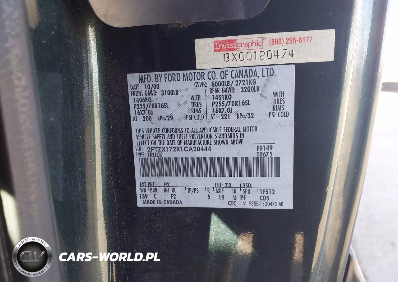 2001 Ford F-150 Xl-Xlt VIN:2FTZX172X1CA20444 - 9