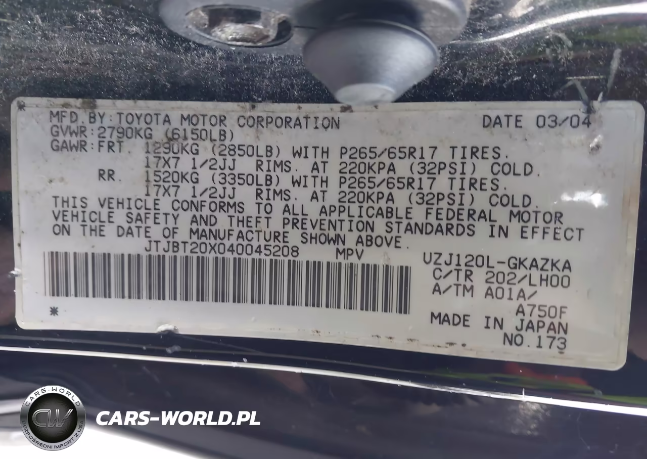 2004 Lexus Gx 470 VIN:JTJBT20X040045208 - 9