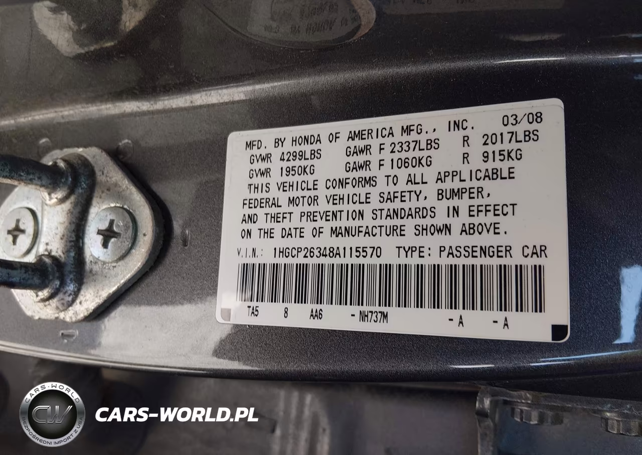 2008 Honda Accord 2.4 Lx VIN:1HGCP26348A115570 - 9