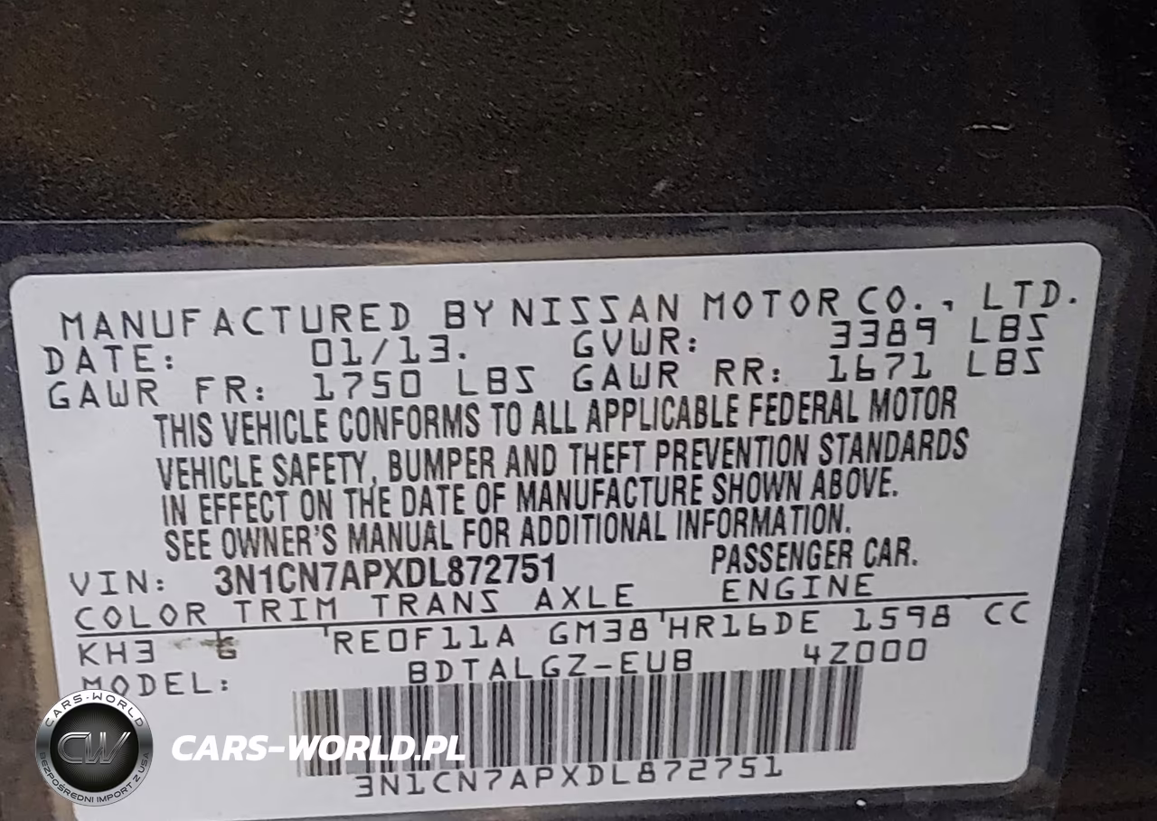 2013 Nissan Versa 1.6 Sl VIN:3N1CN7APXDL872751 - 9