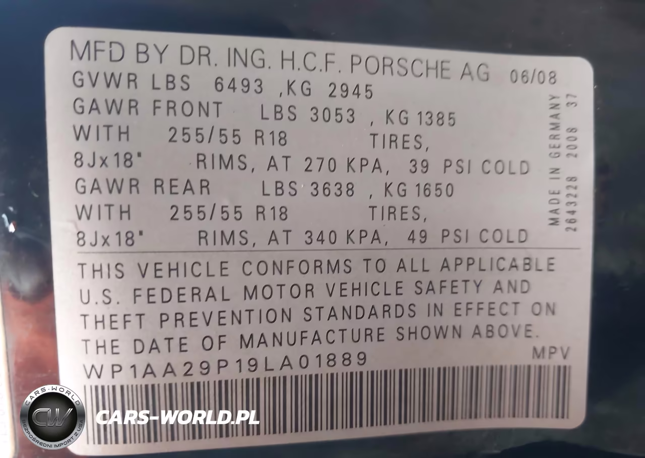 2009 Porsche Cayenne VIN:WP1AA29P19LA01889 - 9