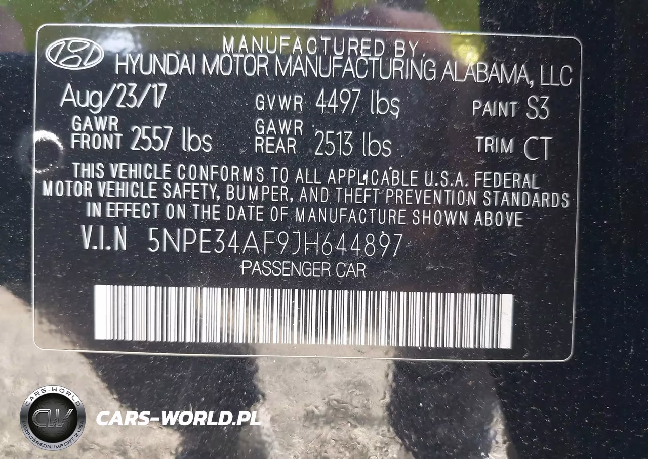 HYUNDAI SONATA SPO VIN:5NPE34AF9JH644897 - 9