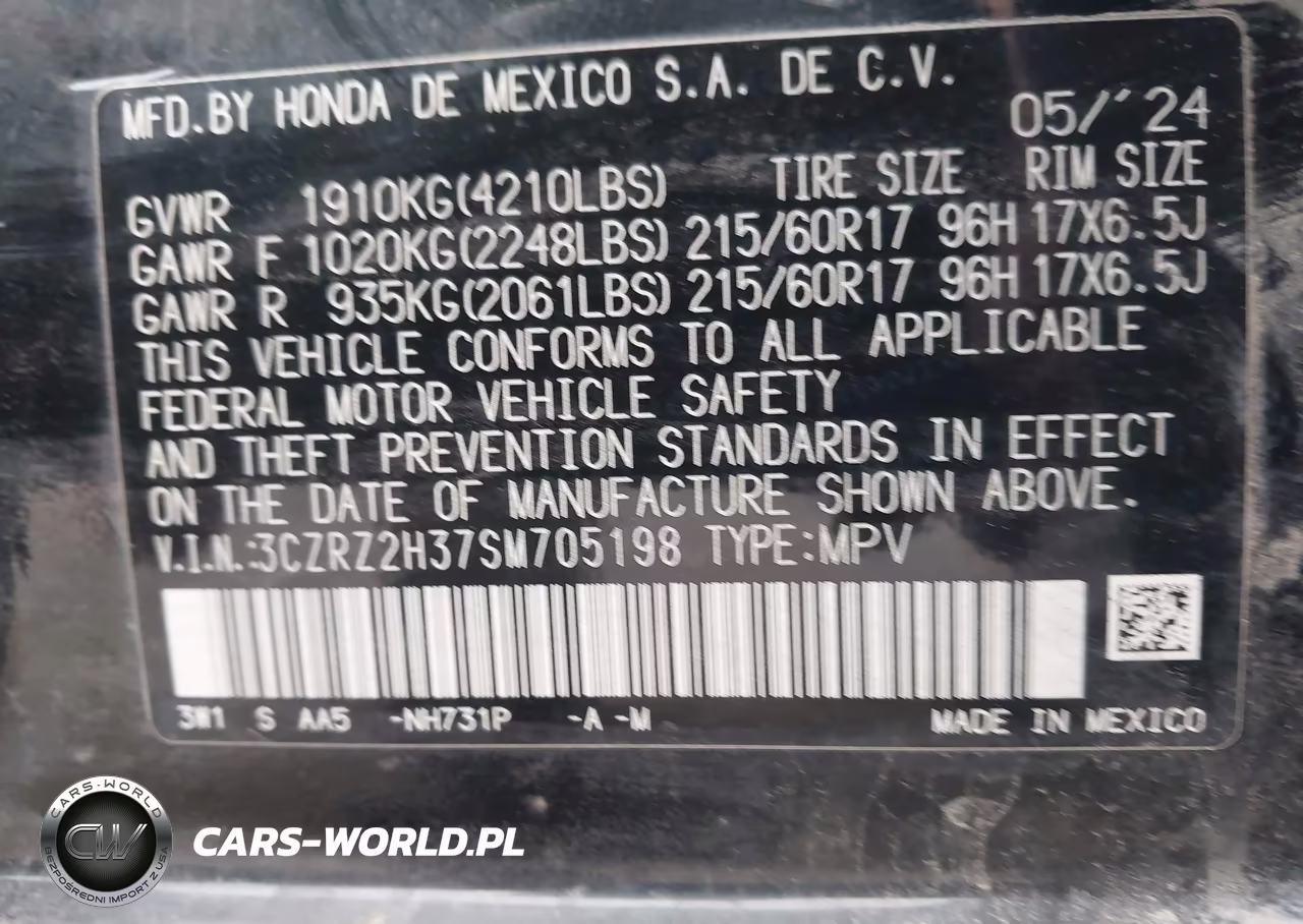 2025 Honda Hr-V Awd Lx VIN:3CZRZ2H37SM705198 - 9