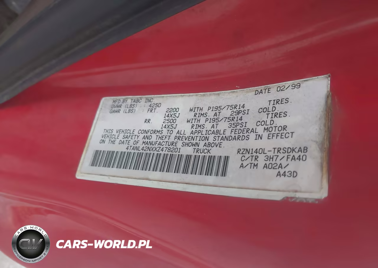 1999 Toyota Tacoma VIN:4TANL42NXXZ478201 - 9