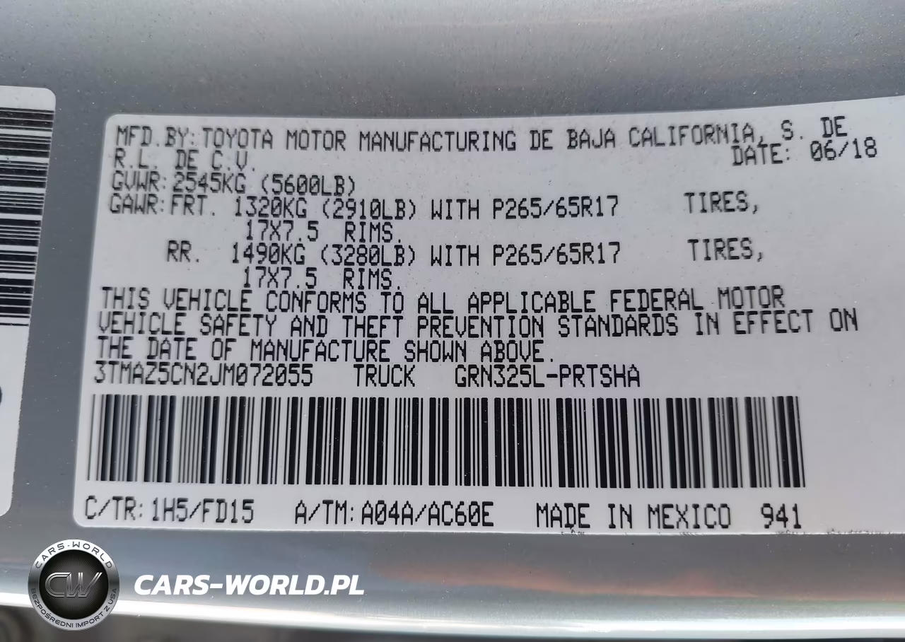 2018 Toyota Tacoma Trd Sport VIN:3TMAZ5CN2JM072055 - 9
