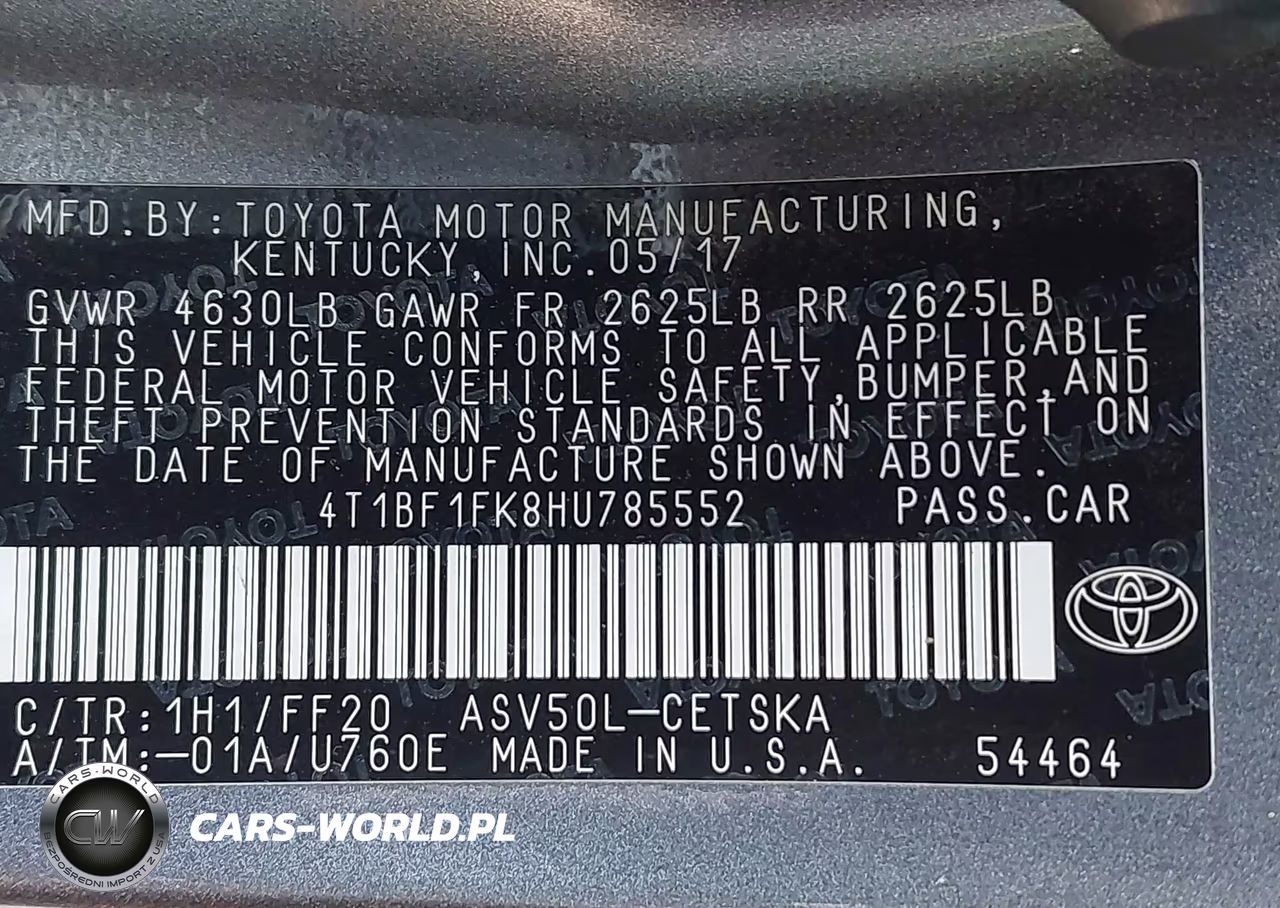 2017 Toyota Camry Se VIN:4T1BF1FK8HU785552 - 9