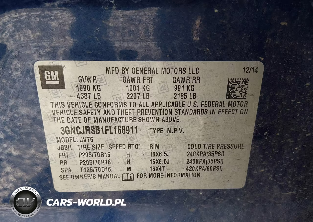 2015 Chevrolet Trax Lt VIN:3GNCJRSB1FL168911 - 9