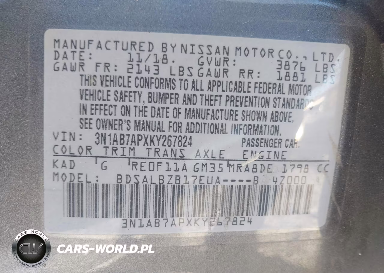 2019 Nissan Sentra S VIN:3N1AB7APXKY267824 - 9