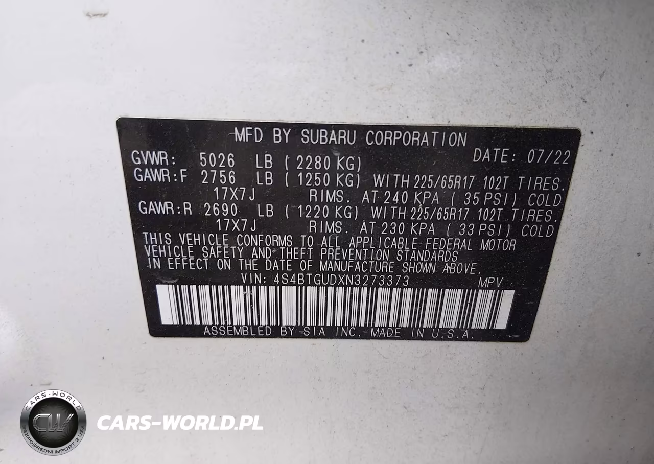 2022 Subaru Outback Wilderness VIN:4S4BTGUDXN3273373 - 9