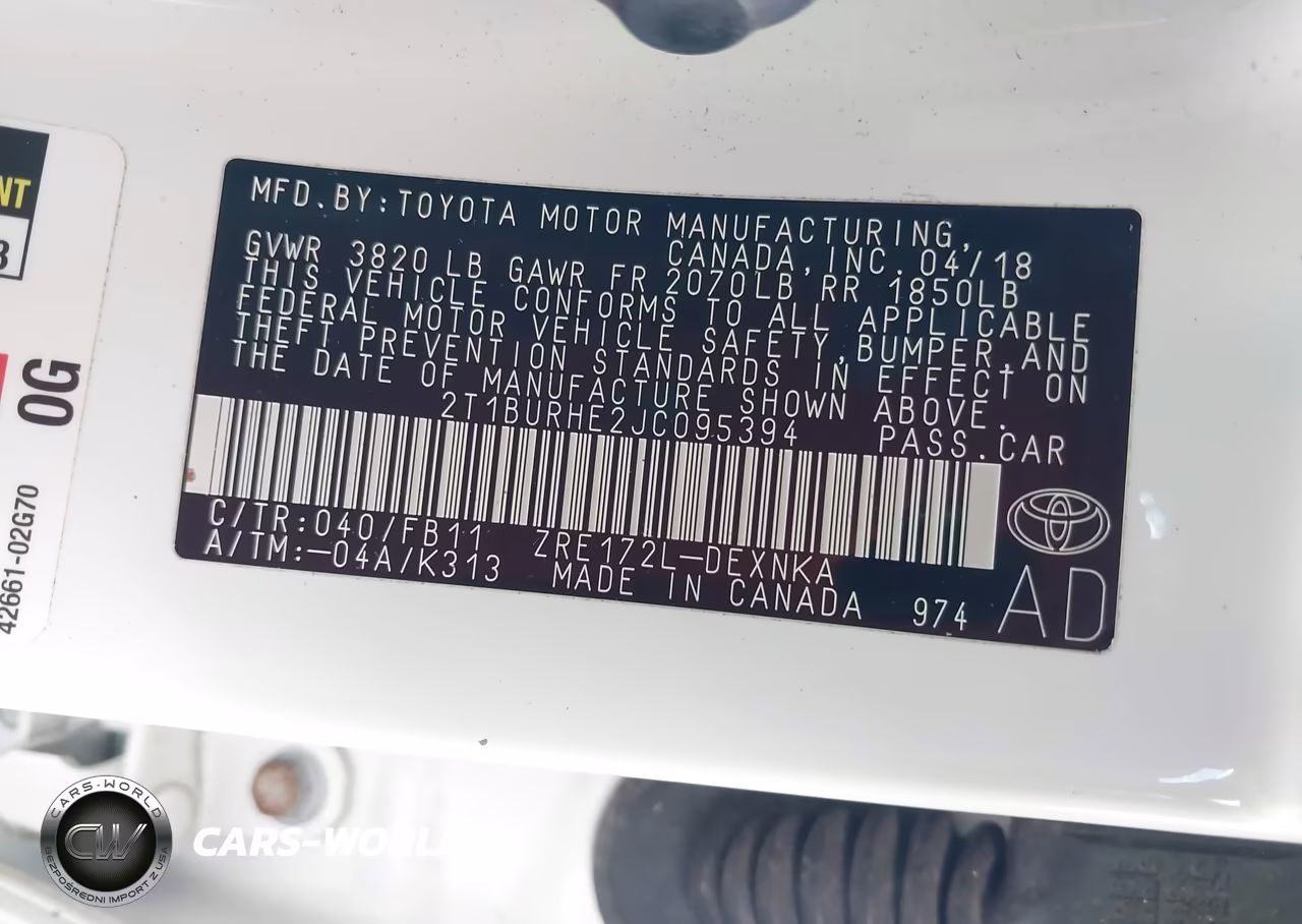 2018 Toyota Corolla Le VIN:2T1BURHE2JC095394 - 9