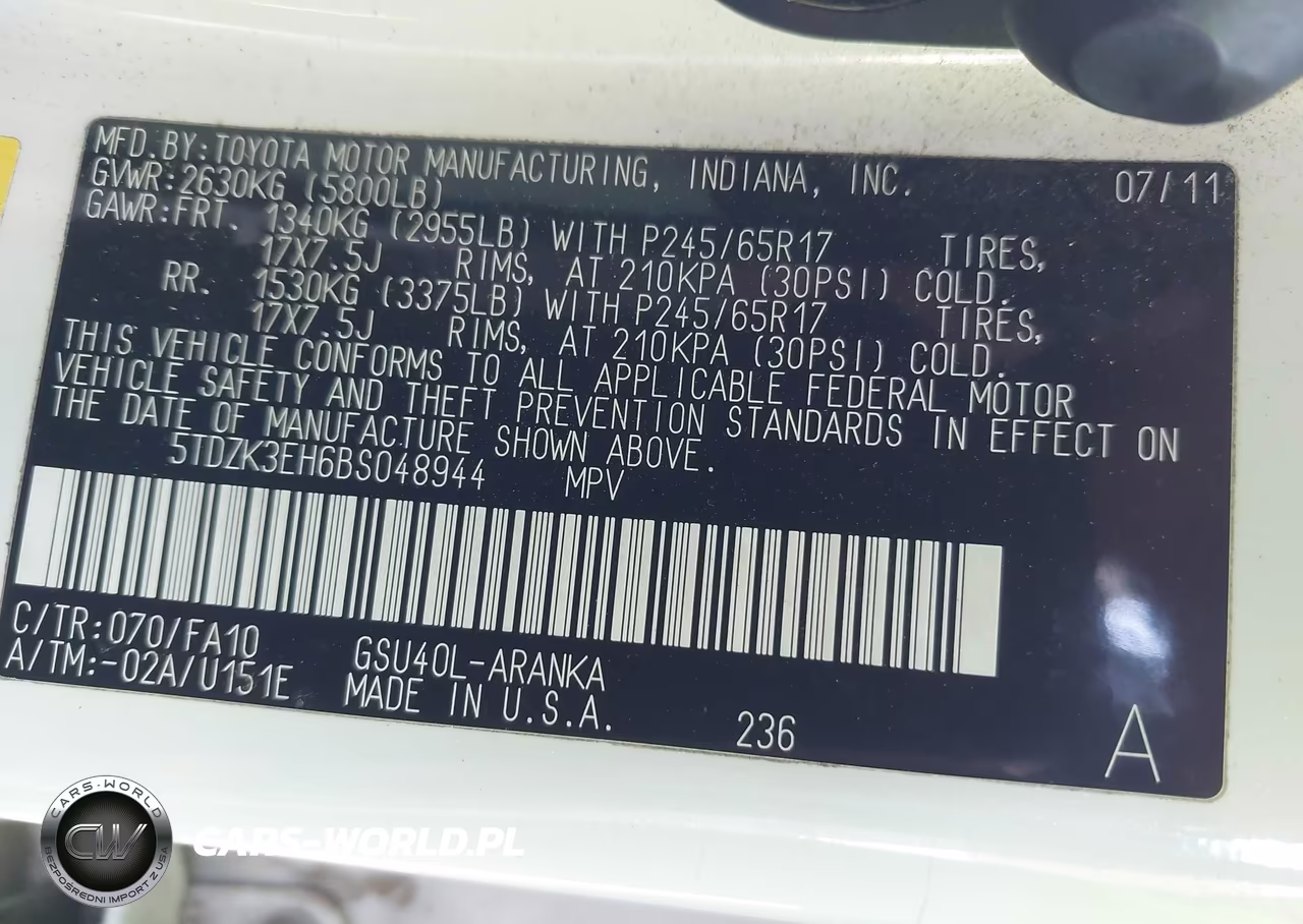 2011 Toyota Highlander Base V6 VIN:5TDZK3EH6BS048944 - 9