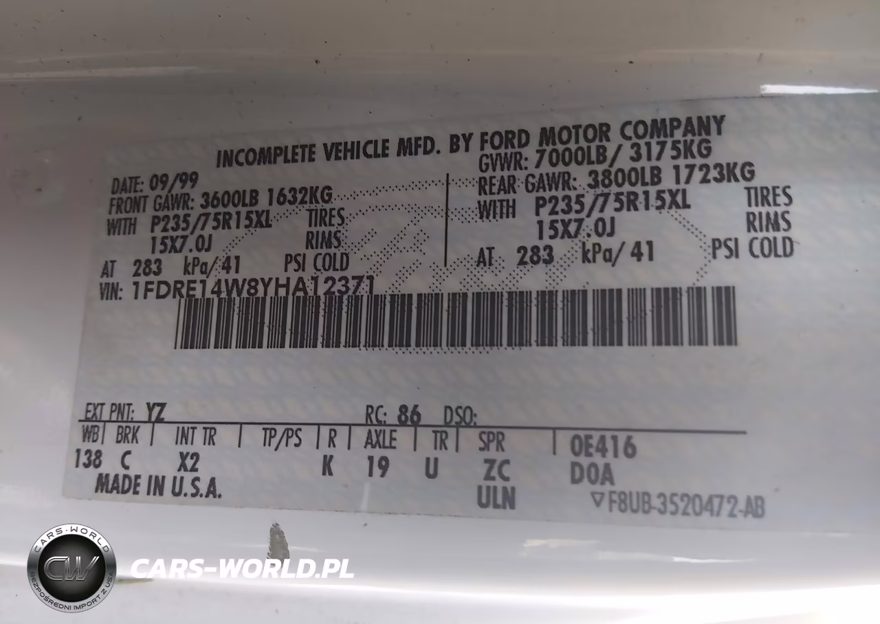 2000 Ford E-150 Recreational VIN:1FDRE14W8YHA12371 - 9