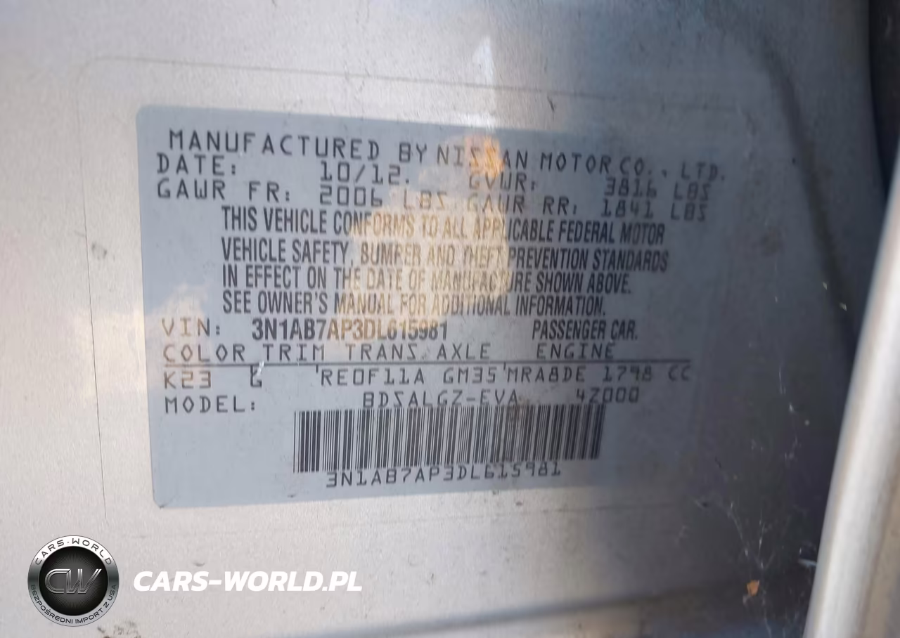 2013 Nissan Sentra Sl VIN:3N1AB7AP3DL615981 - 9