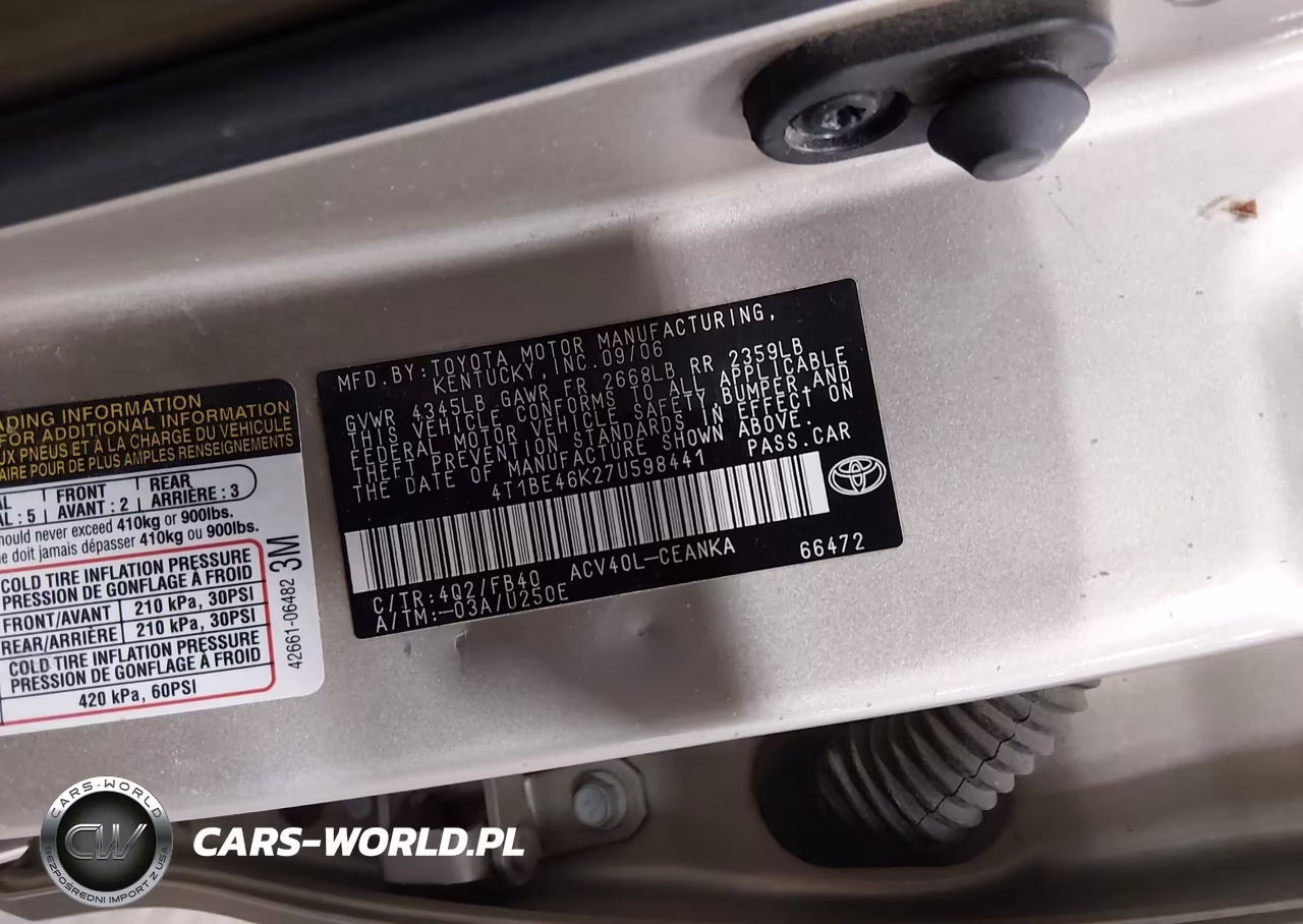 2007 Toyota Camry Le VIN:4T1BE46K27U598441 - 9