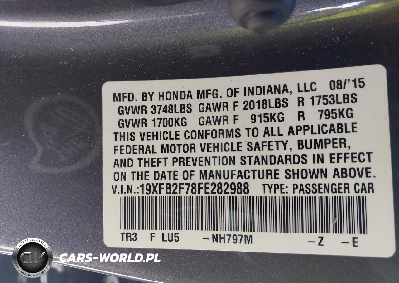 2015 Honda Civic Se VIN:19XFB2F78FE282988 - 9