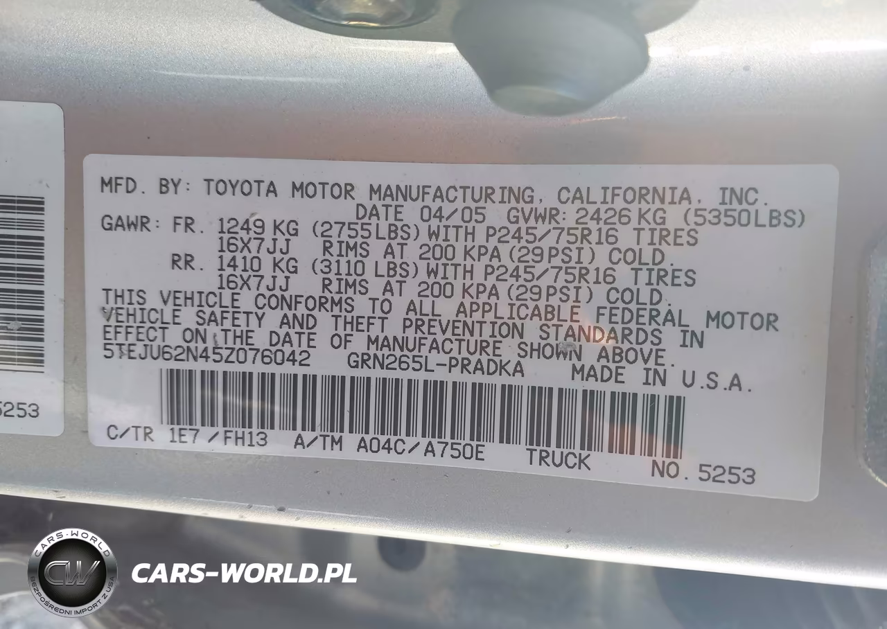 2005 Toyota Tacoma Prerunner V6 VIN:5TEJU62N45Z076042 - 9