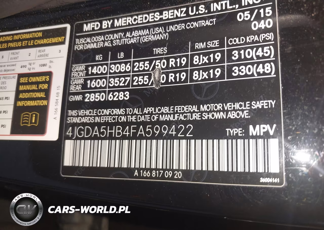 2015 Mercedes-Benz Ml 350 4Matic VIN:4JGDA5HB4FA599422 - 9