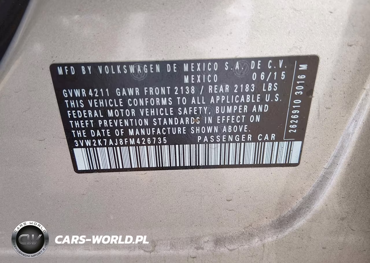 2015 Volkswagen Jetta 2.0L S VIN:3VW2K7AJ8FM426735 - 9