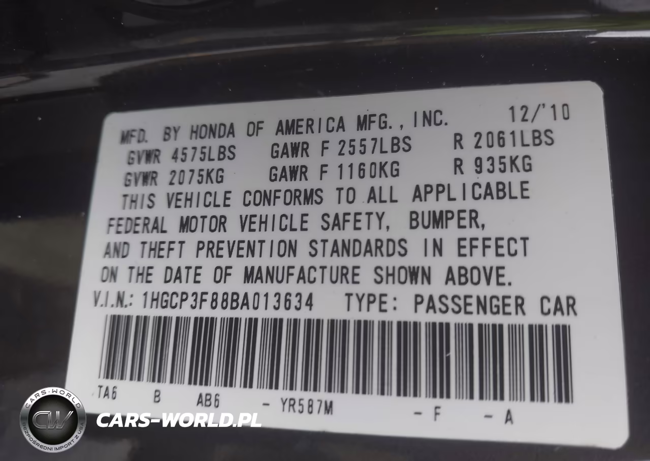 2011 Honda Accord 3.5 Ex-L VIN:1HGCP3F88BA013634 - 9