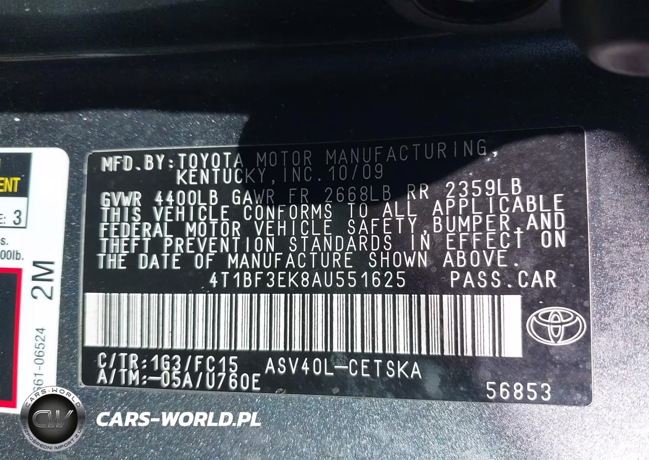 2010 Toyota Camry Se VIN:4T1BF3EK8AU551625 - 9