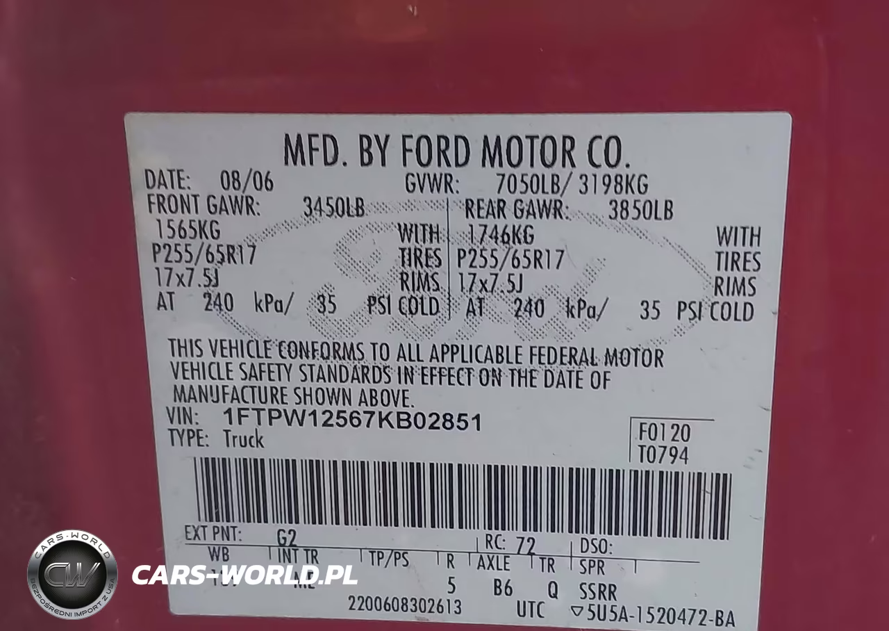 2007 Ford F-150 Lariat-Xlt VIN:1FTPW12567KB02851 - 9