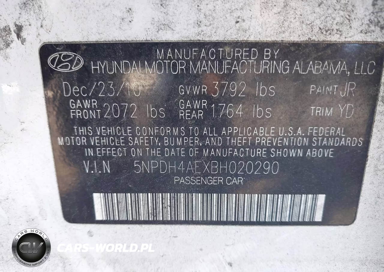 2011 Hyundai Elantra Limited VIN:5NPDH4AEXBH020290 - 9