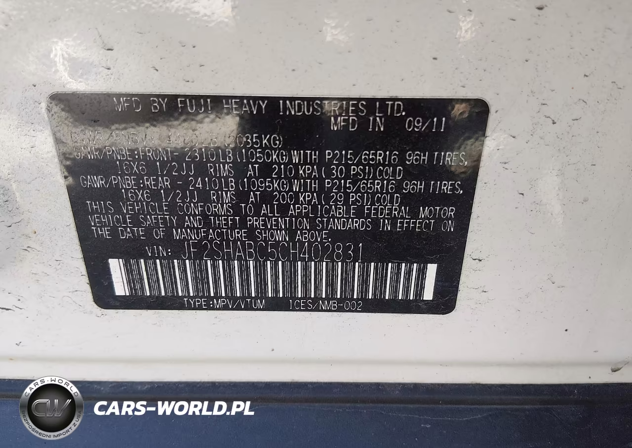 2012 Subaru Forester 2.5X VIN:JF2SHABC5CH402831 - 9