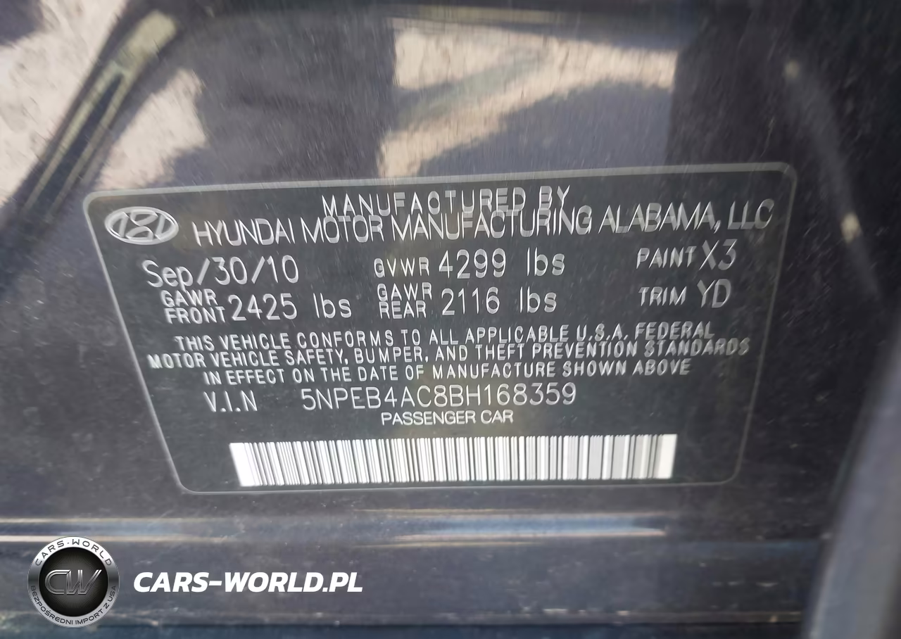 2011 Hyundai Sonata Gls VIN:5NPEB4AC8BH168359 - 9