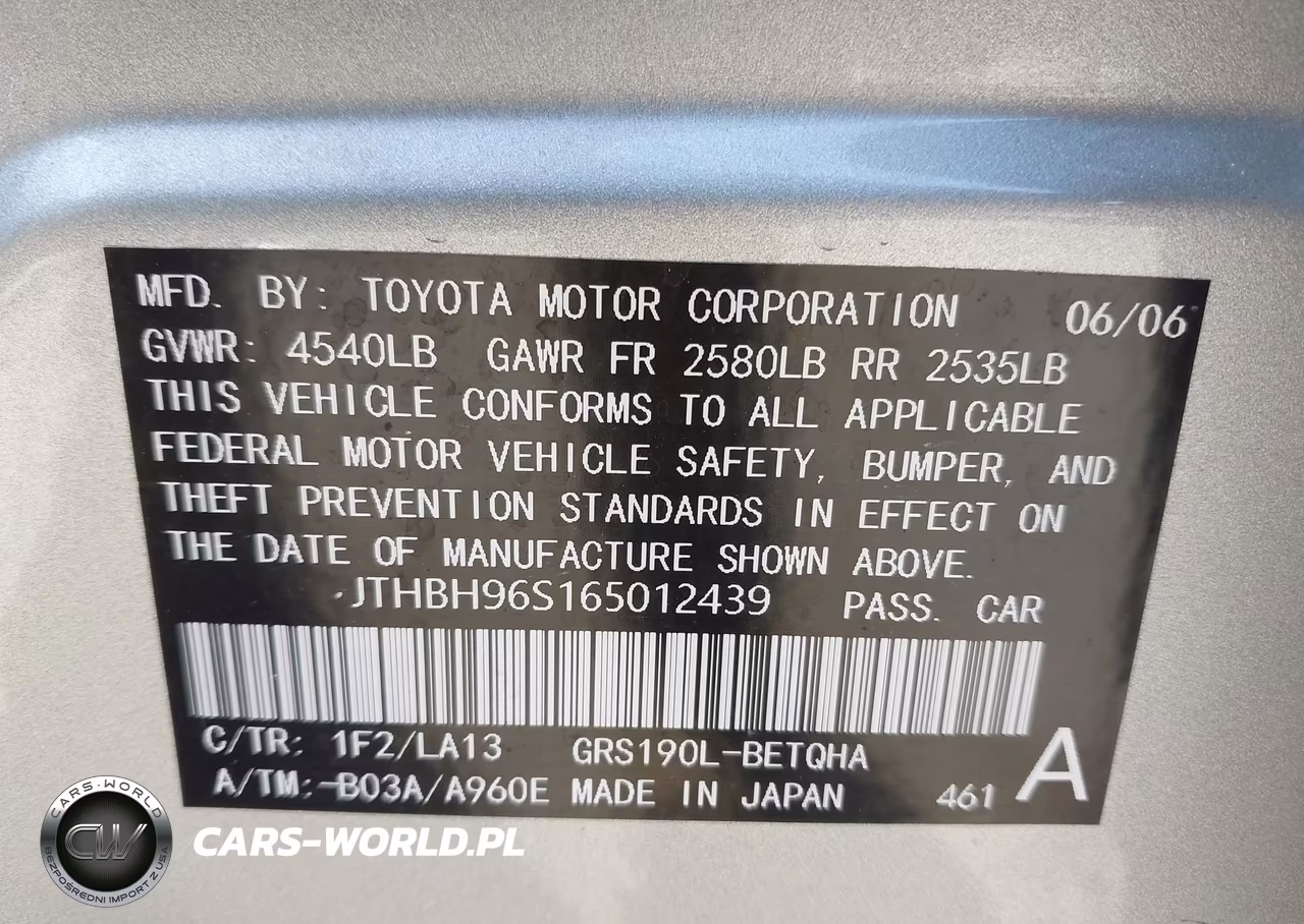 2006 Lexus Gs 300 VIN:JTHBH96S165012439 - 9