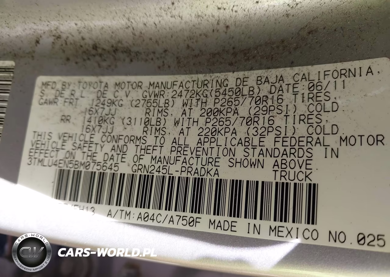 2011 Toyota Tacoma Base V6 VIN:3TMLU4EN5BM075645 - 9